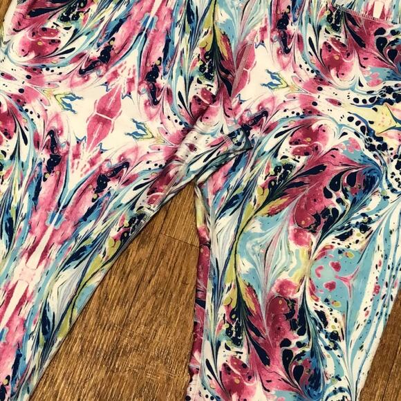 Reel Legends Watercolor Swirl High Waisted Cropped Length Swim Legging Size 2X - Picture 5 of 8